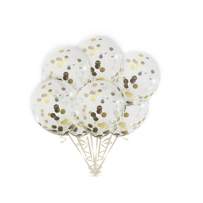36-inch Giant Gold and Silver Confetti Balloons 12ct - Shimmer & Confetti