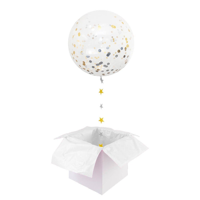 36-inch Giant Gold and Silver Confetti Balloons 5ct - Shimmer & Confetti
