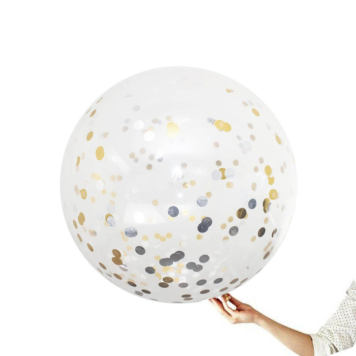 36-inch Giant Gold and Silver Confetti Balloons 5ct - Shimmer & Confetti