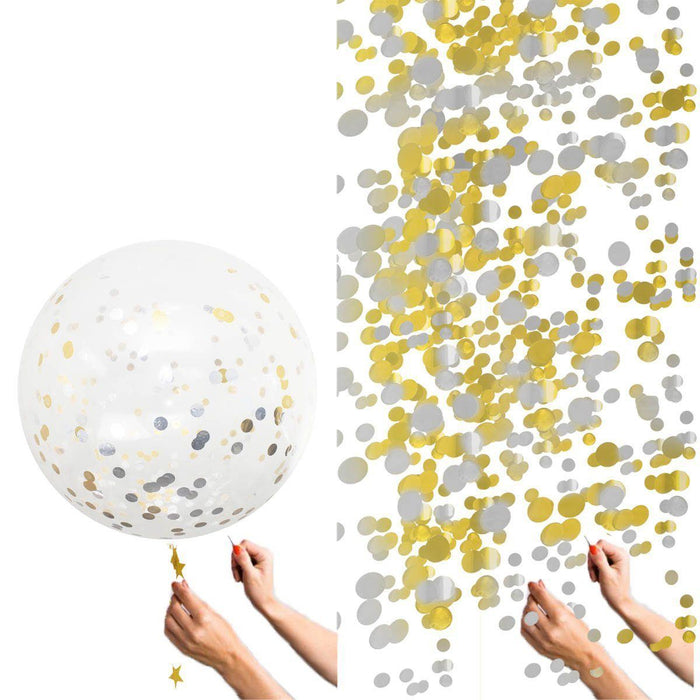 36-inch Giant Gold and Silver Confetti Balloons 5ct - Shimmer & Confetti