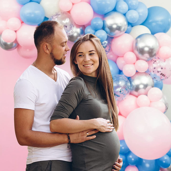 16-Foot DIY Gender Reveal Balloon Garland and Arch Kit - Pink, Blue and Silver - Main 4