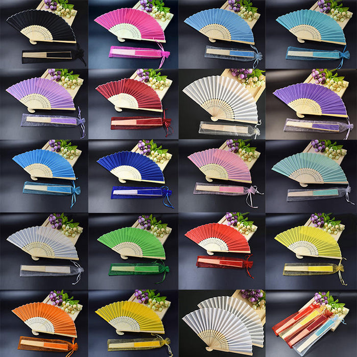 Custom Silk Folding Fan - Personalized Wedding Gift with Bride and Groom's Names and Date - Folding Fan in different colors
