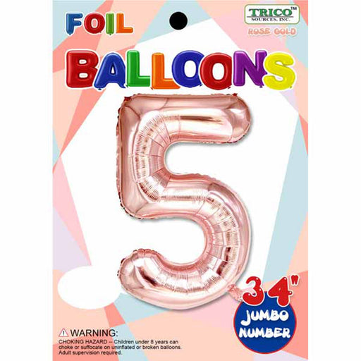 34" Rose Gold Number 5 Foil Balloon