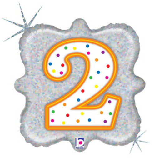 18" Number 2 Candle Style Holographic Foil Balloon (5/Pk)