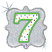 18″ Number 7 Candle Style Holographic Foil Balloon in Silver (5/Pk)