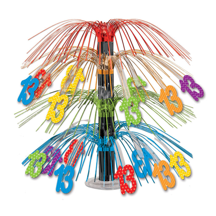 A Splash of Teenage Joy Multicolor 'Happy 13th Birthday' Cascade Centerpiece (1/Pk)