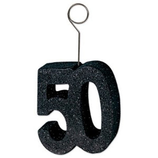Black Glittered "50" Balloon/Photo Holder