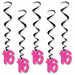 Sweet 16 Whirls Pink Foil Hanging Decorations for Birthday Celebrations (5/Pk)