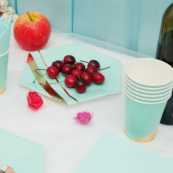 Pastel Mint and Gold Party Plates 12ct - Shimmer & Confetti