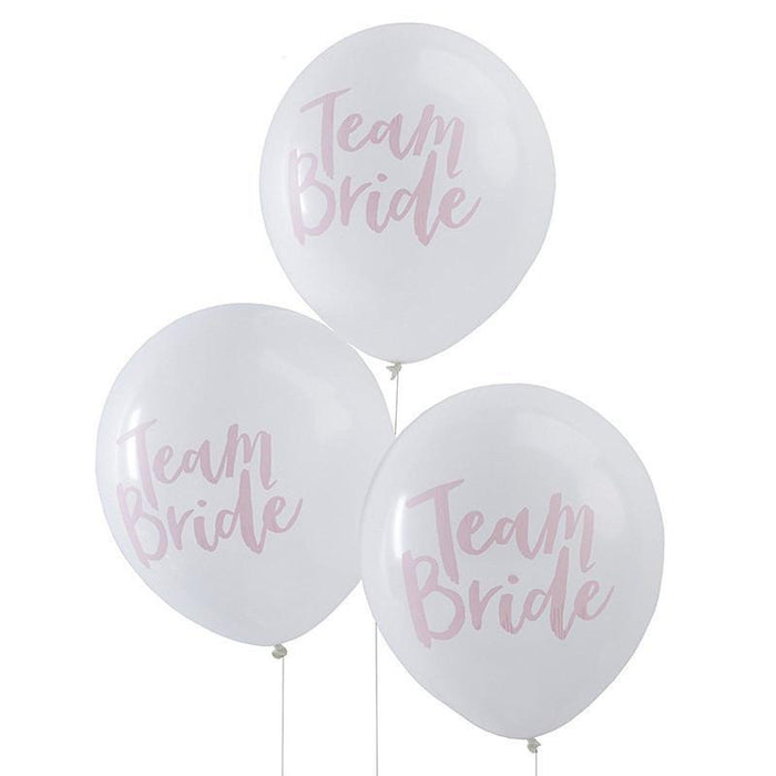Pink and White "Team Bride" Balloons - Shimmer & Confetti