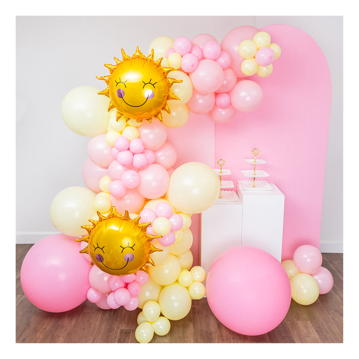 16-Foot Pink and Yellow Lemonade Balloon Garland and Arch Kit with Sunshine Balloons
