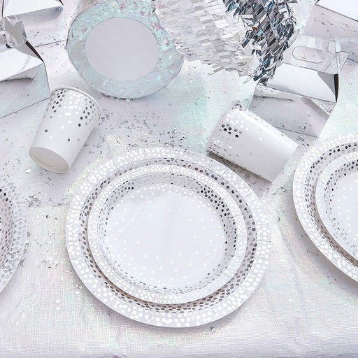 Silver Polka Dot Side Plates 12ct - Shimmer & Confetti