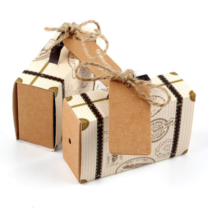 Vintage Airplane Suitcase Favor Boxes 25ct - Shimmer & Confetti